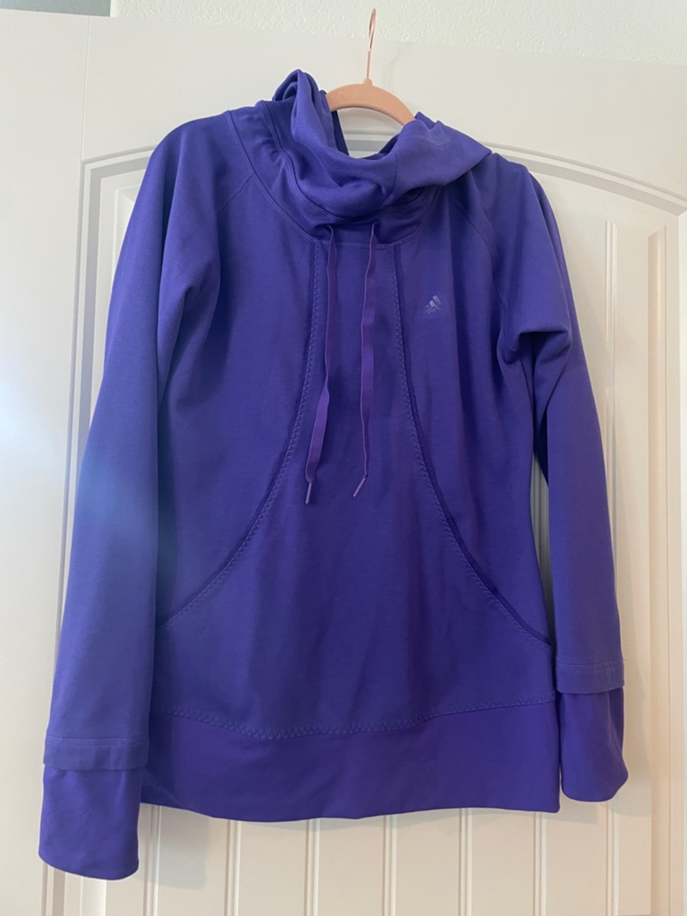 adidas Purple Cowl-Neck Pullover Hoodie